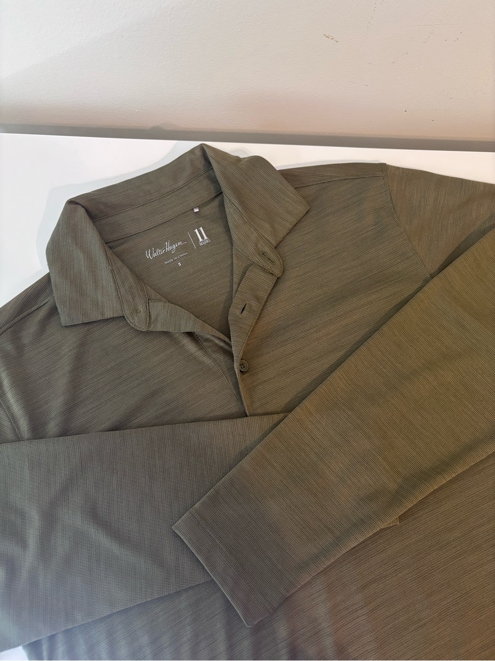 Walter Hagen 11 Majors Men’s Small Long Sleeve Golf Polo Olive Green